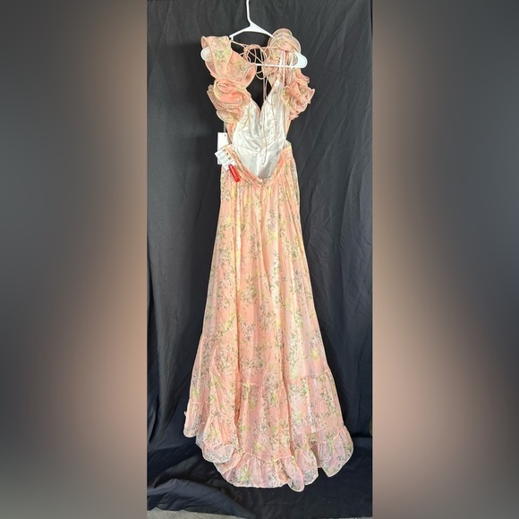 Mac Duggal 67803 RUFFLE TIERED FLORAL CUT-OUT CHIFFON GOWN - Picture 6 of 6